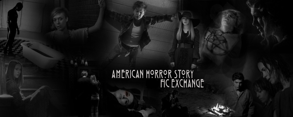 A black and white collage of scenes from American Horror Story.